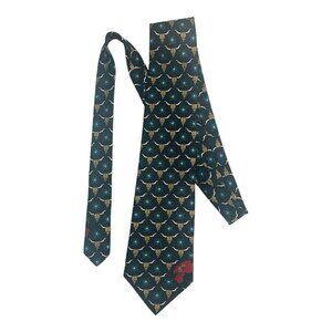 Barry Wells Necktie Silk Tie Cow Skull Georgia On My Mind II Print Vintage USA